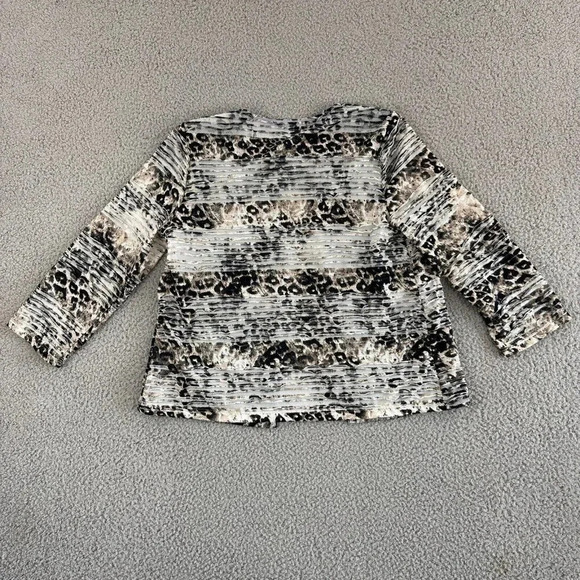 Chicos Travelers Open Front Cardigan Size 0 Slinky Animal Print Y2K Leopard - Picture 9 of 14